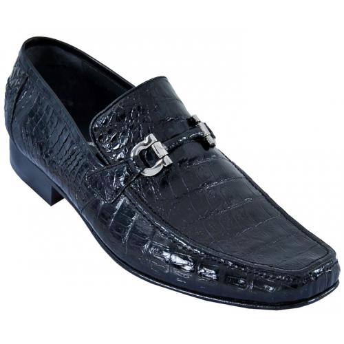 Los Altos Black Genuine All-Over Crocodile Belly Shoes ZV108205